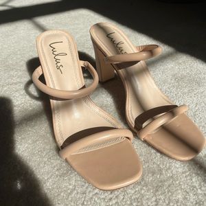 Two strap nude heels